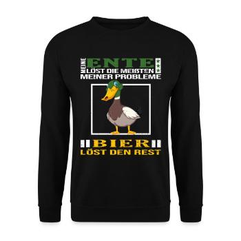 ente entensammlung entenliebhaber mag enten bier - Unisex Pullover - Schwarz - Vorne - Alina (178cm) & Michal (187cm)