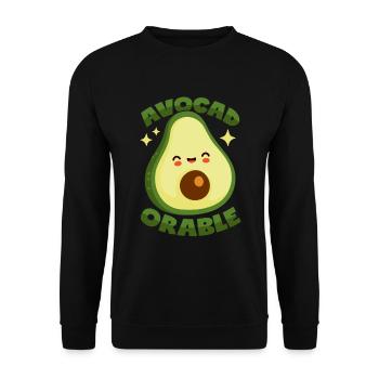 Avocado Wortspiel - Unisex Pullover - Schwarz - Vorne - Alina (178cm) & Michal (187cm)