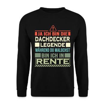 dachdecker rentner mit stil roofer dach decken - Unisex Pullover - Schwarz - Vorne - Alina (178cm) & Michal (187cm)