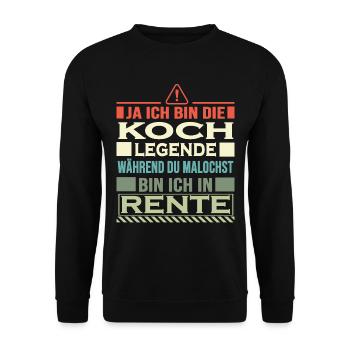 koch ihr malocht ich bin in rente - Unisex Pullover - Schwarz - Vorne - Alina (178cm) & Michal (187cm)