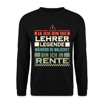 lehrer legende in rente - Unisex Pullover - Schwarz - Vorne - Alina (178cm) & Michal (187cm)