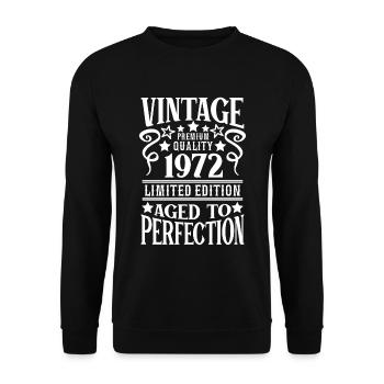 Retro Vintage 1972 Birthday 50 Years Born in 1972 - Unisex Pullover - Schwarz - Vorne - Alina (178cm) & Michal (187cm)