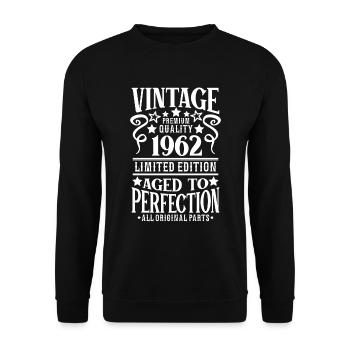 Rétro Vintage 1962 Anniversaire 60 ans Né en 1962 - Sweat-shirt Unisexe - noir - Devant - Alina (178cm) & Michal (187cm)