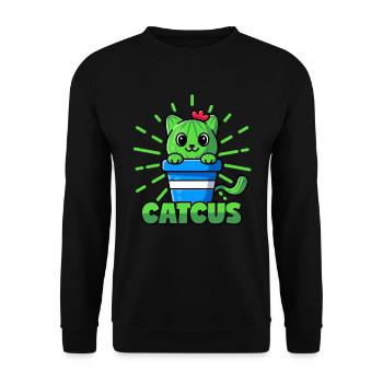 Cats Cactus Pun Catcus - Unisex Sweatshirt - black - Front - Alina (178cm) & Michal (187cm)