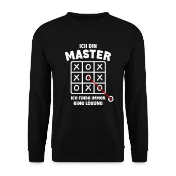 Ich bin Master Spruch Geschenk Uni Abschluss - Unisex Pullover - Schwarz - Vorne - Alina (178cm) & Michal (187cm)