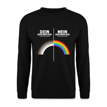 LGBT Dein Mein Regenbogen - Lesben Gay Pride - Unisex Pullover - Schwarz - Vorne - Alina (178cm) & Michal (187cm)