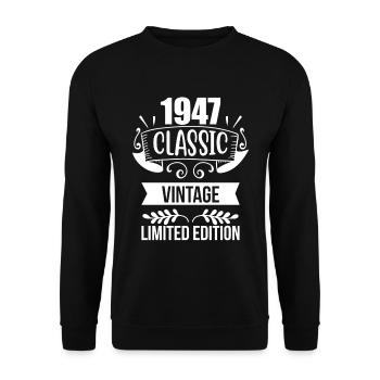 Vintage Classic né en 1947 - Sweat-shirt Unisexe - noir - Devant - Alina (178cm) & Michal (187cm)