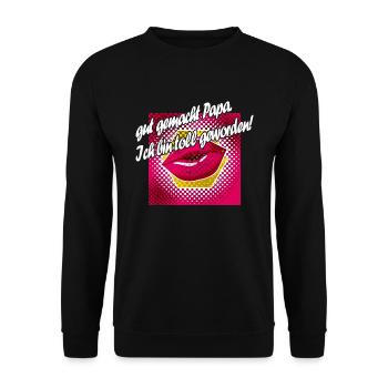 Gut gemacht PAPA, Ich bin toll geworden! Vatertag - Unisex Pullover - Schwarz - Vorne - Alina (178cm) & Michal (187cm)