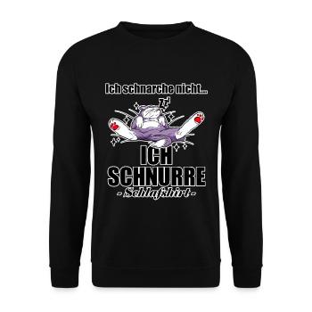 Ich Schnarche nicht Ich Schnurre Schlafen Katze - Unisex Pullover - Schwarz - Vorne - Alina (178cm) & Michal (187cm)