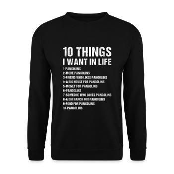 10 Things I Want In Life Pangolin - Unisex Pullover - Schwarz - Vorne - Alina (178cm) & Michal (187cm)
