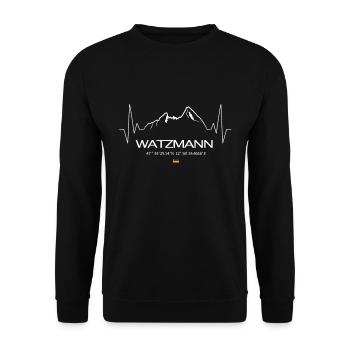 Montagne de Watzmann battement de cœur pouls ECG - Sweat-shirt Unisexe - noir - Devant - Alina (178cm) & Michal (187cm)