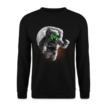 Astronaut Monster Universe Moon Space Planets - Unisex Sweatshirt - black - Front - Alina (178cm) & Michal (187cm)