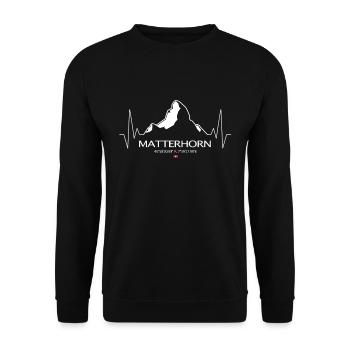 Matterhorn Mountain Heartbeat ECG Frequency Pulse - Unisex Sweatshirt - black - Front - Alina (178cm) & Michal (187cm)
