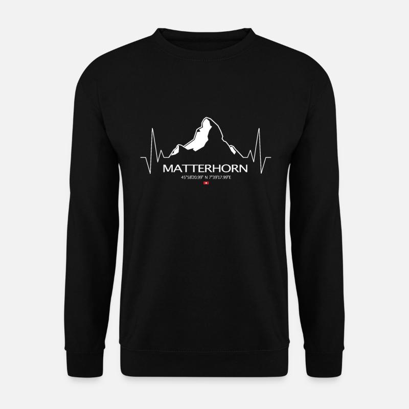 Matterhorn Berg Herzschlag EKG Frequenz Puls - Unisex Pullover - Schwarz