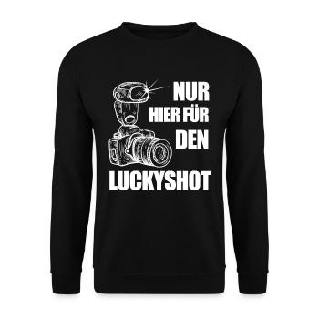 Fotograf lustig - Nur hier für den Luckyshot Wande - Unisex Pullover - Schwarz - Vorne - Alina (178cm) & Michal (187cm)