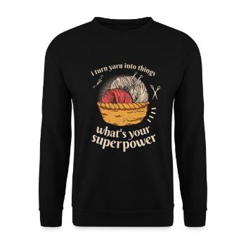 I Turn Yarn Into Things Knitting - Unisex Sweatshirt - black - Front - Alina (178cm) & Michal (187cm)