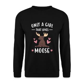 Elk Only A Girl That Loves Moose - Unisex Sweatshirt - black - Front - Alina (178cm) & Michal (187cm)