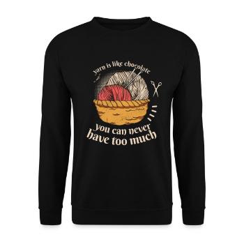 Yarn Is Like Chocolate Knitting - Unisex Sweatshirt - black - Front - Alina (178cm) & Michal (187cm)