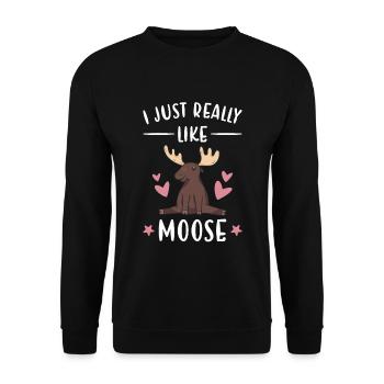 Elk I just really like Moose - Unisex Sweatshirt - black - Front - Alina (178cm) & Michal (187cm)
