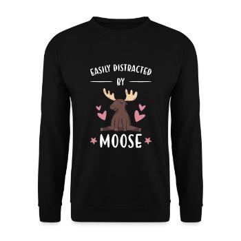 Elk Easily Distracted By Moose - Unisex Sweatshirt - black - Front - Alina (178cm) & Michal (187cm)