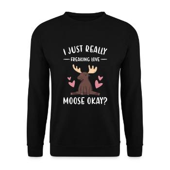 Elk J’aime vraiment l’orignal - Sweat-shirt Unisexe - noir - Devant - Alina (178cm) & Michal (187cm)