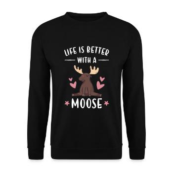 Elk Life Is Better With A Moose - Unisex Sweatshirt - black - Front - Alina (178cm) & Michal (187cm)