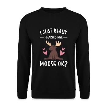 Elk I Just Really Freaking Love Moose - Unisex Sweatshirt - black - Front - Alina (178cm) & Michal (187cm)