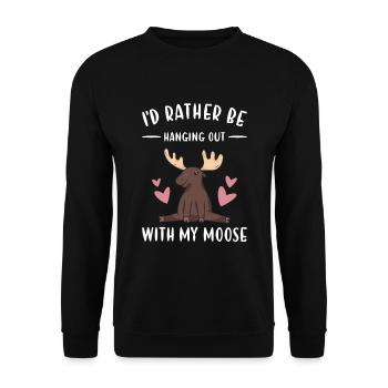 Elk I'd Rather Be Hanging Out With The Moose - Unisex Sweatshirt - black - Front - Alina (178cm) & Michal (187cm)