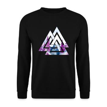 Forest Nature Motif geometric Minimalism Hiking - Unisex Sweatshirt - black - Front - Alina (178cm) & Michal (187cm)