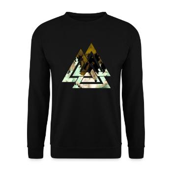 Forêt Nature Motif géométrique Minimalisme Randonnée - Sweat-shirt Unisexe - noir - Devant - Alina (178cm) & Michal (187cm)