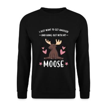 Elk I Just Want To Hang Out With My Moose - Unisex Sweatshirt - black - Front - Alina (178cm) & Michal (187cm)