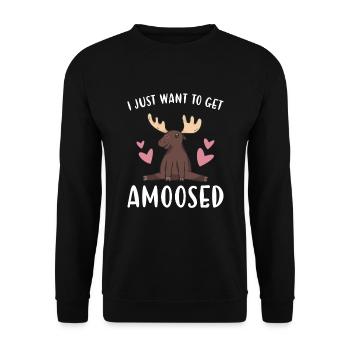 Elk I Just Want To Get Amoosed Moose - Unisex Sweatshirt - black - Front - Alina (178cm) & Michal (187cm)