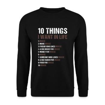 Elk 5 Things I Want In Life Moose - Unisex Sweatshirt - black - Front - Alina (178cm) & Michal (187cm)