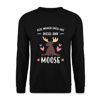 Les vraies femmes de wapiti sentent le diesel et l’orignal - Sweat-shirt Unisexe - noir - Devant - Alina (178cm) & Michal (187cm)