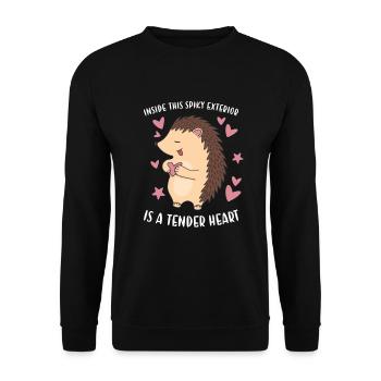 Inside This Spiky Exterior Is A Tender Heart - Unisex Sweatshirt - black - Front - Alina (178cm) & Michal (187cm)
