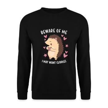 Hedgie Beware Of My Hedgehog - Unisex Sweatshirt - black - Front - Alina (178cm) & Michal (187cm)