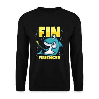Influencer Hai Finfluencer - Unisex Sweatshirt - black - Front - Alina (178cm) & Michal (187cm)