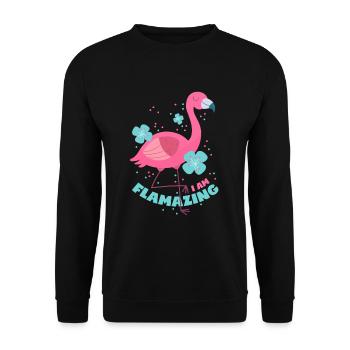 Flamant rose flamant - Sweat-shirt Unisexe - noir - Devant - Alina (178cm) & Michal (187cm)