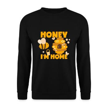 Honigbiene ist zu Hause - Unisex Pullover - Schwarz - Vorne - Alina (178cm) & Michal (187cm)