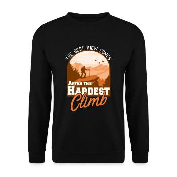 The Best View Comes After The Hardest Climb - Unisex Sweatshirt - black - Front - Alina (178cm) & Michal (187cm)