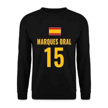 Spain Soccer Booze Jersey For Groups - Unisex Sweatshirt - black - Front - Alina (178cm) & Michal (187cm)