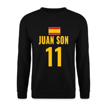 Spain Soccer Booze Jersey For Groups - Unisex Sweatshirt - black - Front - Alina (178cm) & Michal (187cm)