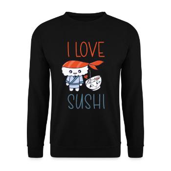 Kawaii Japanese Food Salmon Salmon Sushi Roll - Sweat-shirt Unisexe - noir - Devant - Alina (178cm) & Michal (187cm)