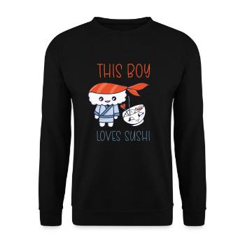 Kawaii Japanese Food Salmon Salmon Sushi Roll - Sweat-shirt Unisexe - noir - Devant - Alina (178cm) & Michal (187cm)