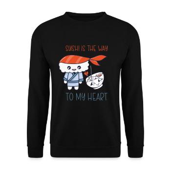Kawaii Japanese Food Salmon Salmon Sushi Roll - Sweat-shirt Unisexe - noir - Devant - Alina (178cm) & Michal (187cm)