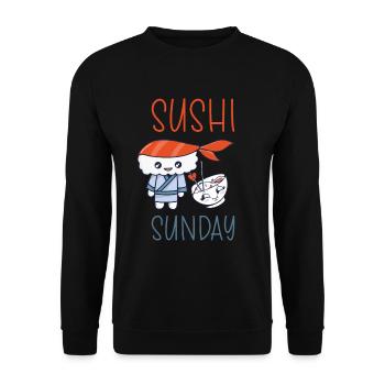 Kawaii Japanese Food Salmon Salmon Sushi Roll - Sweat-shirt Unisexe - noir - Devant - Alina (178cm) & Michal (187cm)