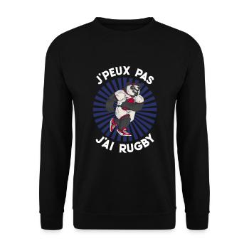 J'Peux Pas J'ai Rugby Joueur Maillot France Rugby - Unisex Pullover - Schwarz - Vorne - Alina (178cm) & Michal (187cm)