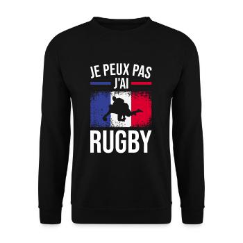 Je Peux Pas J'ai Rugby Joueur Maillot France Rugby - Unisex Pullover - Schwarz - Vorne - Alina (178cm) & Michal (187cm)