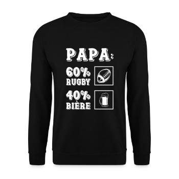 Papa: 60% Rugby 40% Biere Joueur France Rugby - Unisex Pullover - Schwarz - Vorne - Alina (178cm) & Michal (187cm)