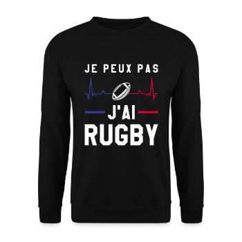 Je Peux Pas J'ai Rugby Joueur Maillot France Rugby - Unisex Pullover - Schwarz - Vorne - Alina (178cm) & Michal (187cm)